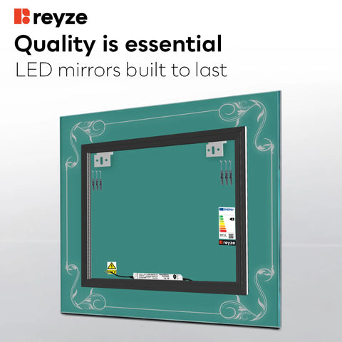 Square LED Mirror | Wall Switch Control | Warm White Light - Reyze Good Vibes Series Model 5
