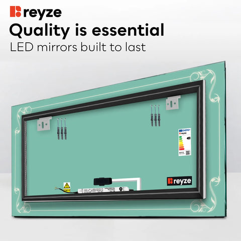 Horizontal LED Mirror | Touch Button | Neutral White Light - Reyze Good Vibes Series Model 5