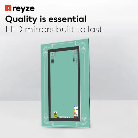 Vertical LED Mirror | Wall Switch Control | Warm White Light - Reyze Good Vibes Series Model 5
