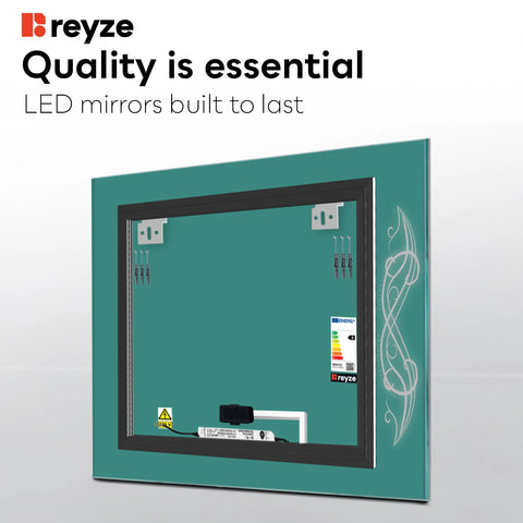 Square LED Mirror | Touch Button | Neutral White Light - Reyze Good Vibes Series Model 6
