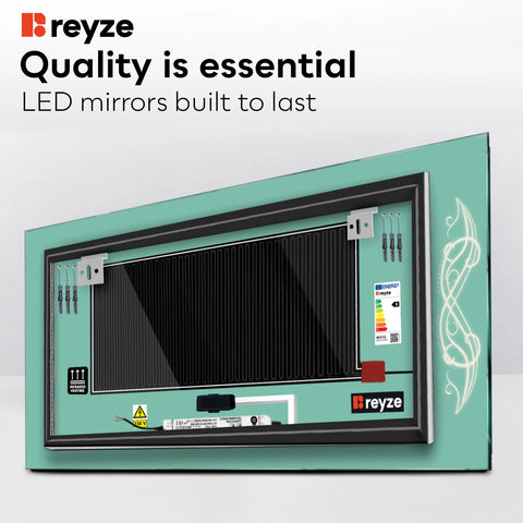 Horizontal LED Mirror | Touch Buttons | Anti-Fog Function | Neutral White Light - Reyze Good Vibes Series Model 6