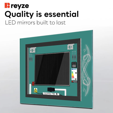 Square LED Mirror | Touch Buttons | Anti-Fog Function | Neutral White Light - Reyze Good Vibes Series Model 6