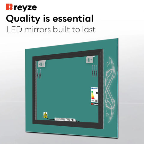 Square LED Mirror | Wall Switch Control | Neutral White Light - Reyze Good Vibes Series Model 6