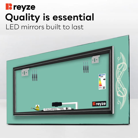 Horizontal LED Mirror | Touch Button | Neutral White Light - Reyze Good Vibes Series Model 6