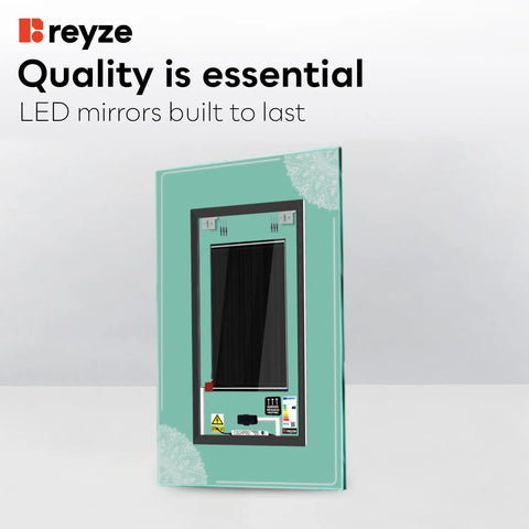 Vertical LED Mirror | Touch Buttons | Anti-Fog Function | Warm White Light - Reyze Good Vibes Series Model 7