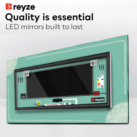 Horizontal LED Mirror | Touch Buttons | Anti-Fog Function | Neutral White Light - Reyze Good Vibes Series Model 7