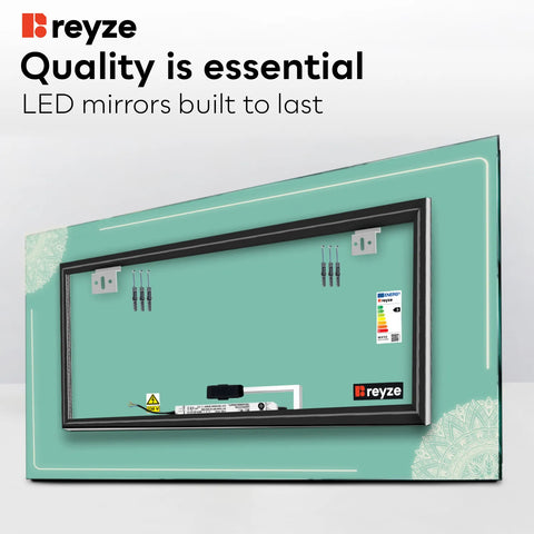 Horizontal LED Mirror | Touch Button | Neutral White Light - Reyze Good Vibes Series Model 7