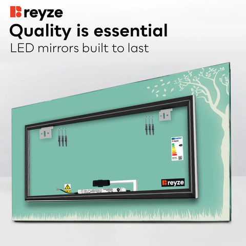 Horizontal LED Mirror | Touch Button | Neutral White Light - Reyze Good Vibes Series Model 8