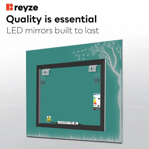 Square LED Mirror | Wall Switch Control | Cool White Light - Reyze Good Vibes Series Model 8