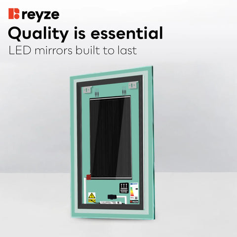 Vertical LED Mirror | Touch Buttons | Anti-Fog Function | Warm White Light - Reyze Minimal Series Model 1