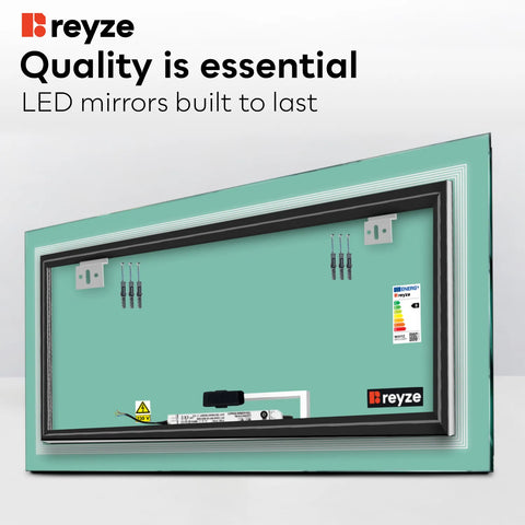 Horizontal LED Mirror | Touch Button | Cool White Light - Reyze Minimal Series Model 1