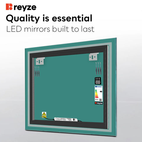 Square LED Mirror | Wall Switch Control | Neutral White Light - Reyze Minimal Series Model 1