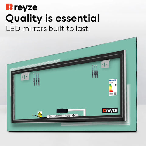 Horizontal LED Mirror | Touch Button | Neutral White Light - Reyze Minimal Series Model 2