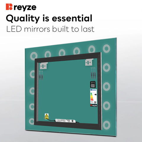 Square LED Mirror | Wall Switch Control | Neutral White Light - Reyze Minimal Series Model 4