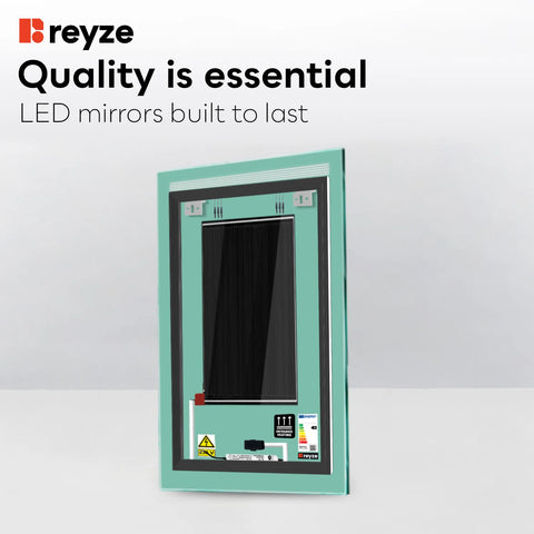 Vertical LED Mirror | Touch Buttons | Anti-Fog Function | Warm White Light - Reyze Minimal Series Model 5