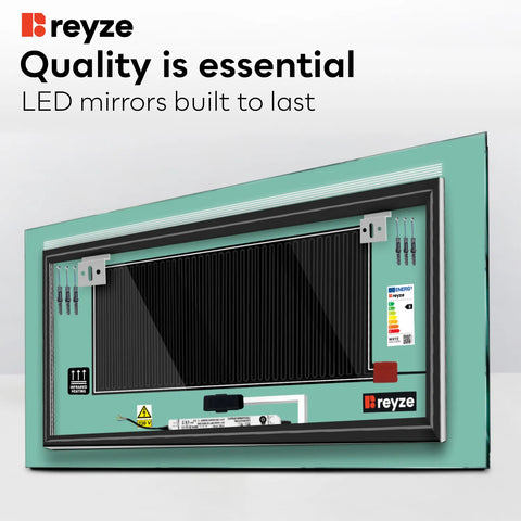 Horizontal LED Mirror | Touch Buttons | Anti-Fog Function | Neutral White Light - Reyze Minimal Series Model 5