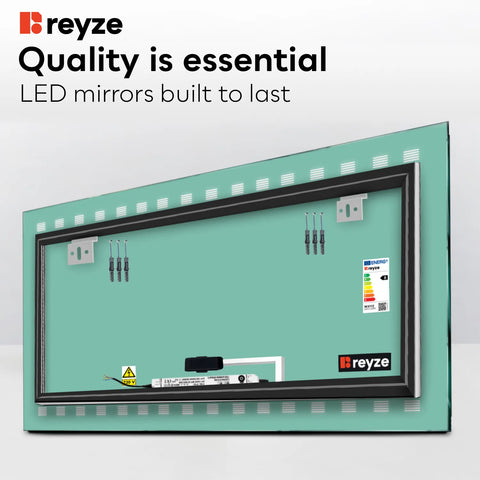 Horizontal LED Mirror | Touch Button | Neutral White Light - Reyze Minimal Series Model 6