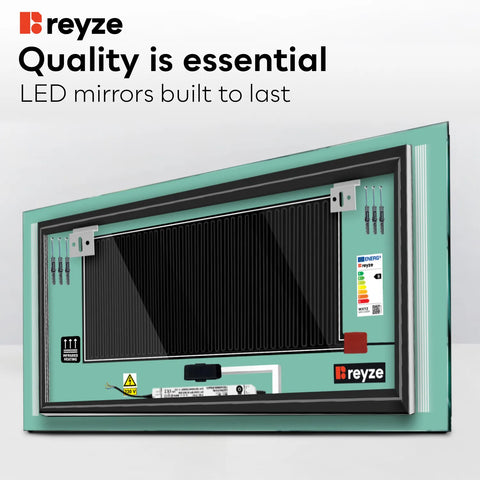 Horizontal LED Mirror | Touch Buttons | Anti-Fog Function | Adjustable Color Temperature - Reyze Minimal Series Model 7