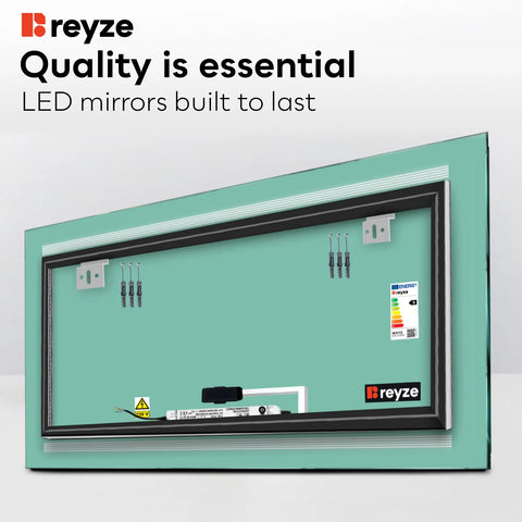 Horizontal LED Mirror | Touch Button | Neutral White Light - Reyze Minimal Series Model 8