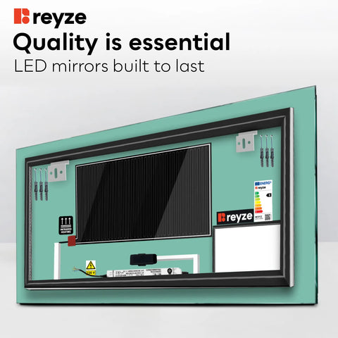 Horizontal LED Mirror | Touch Buttons | Anti-Fog Function | Adjustable Color Temperature - Reyze Motivated Series Model 8