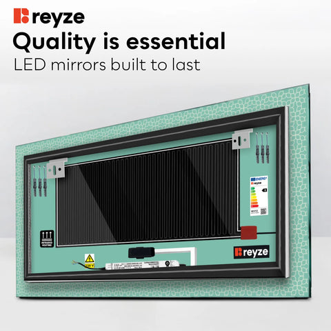 Horizontal LED Mirror | Touch Buttons | Anti-Fog Function | Neutral White Light - Reyze Official Series Model 1
