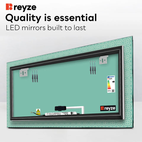 Horizontal LED Mirror | Touch Button | Warm White Light - Reyze Official Series Model 1