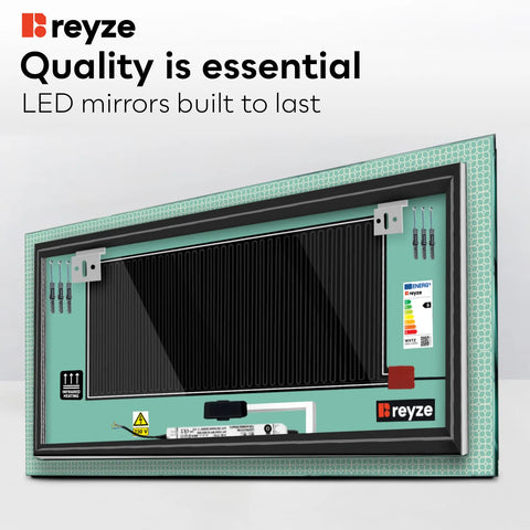 Horizontal LED Mirror | Touch Buttons | Anti-Fog Function | Neutral White Light - Reyze Official Series Model 2