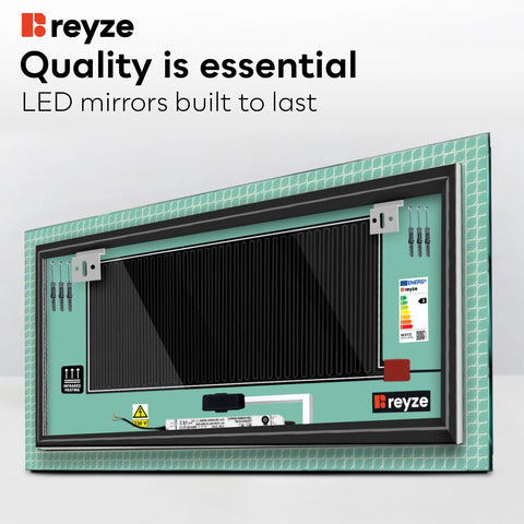 Horizontal LED Mirror | Touch Buttons | Anti-Fog Function | Neutral White Light - Reyze Official Series Model 3