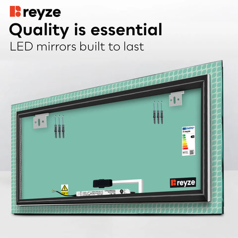 Horizontal LED Mirror | Touch Button | Neutral White Light - Reyze Official Series Model 3