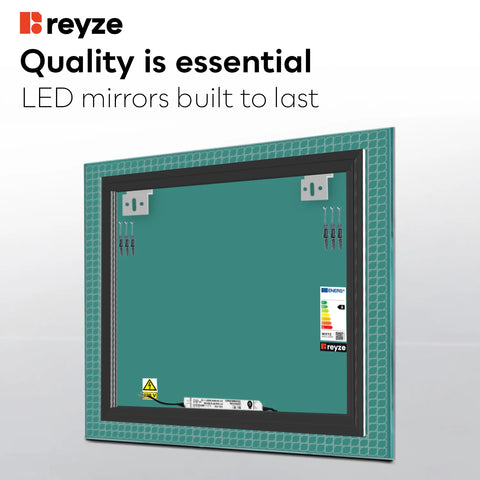 Square LED Mirror | Wall Switch Control | Warm White Light - Reyze Official Series Model 3