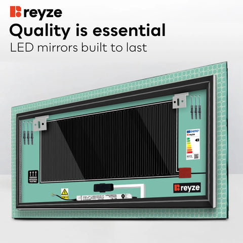 Horizontal LED Mirror | Touch Buttons | Anti-Fog Function | Cool White Light - Reyze Official Series Model 4