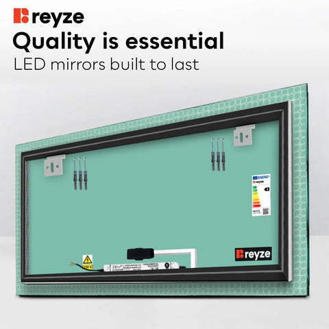 Horizontal LED Mirror | Touch Button | Neutral White Light - Reyze Official Series Model 4