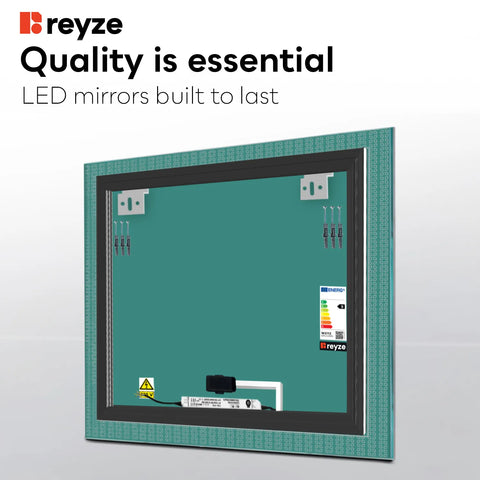 Square LED Mirror | Touch Button | Warm White Light - Reyze Official Series Model 5