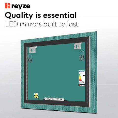 Square LED Mirror | Wall Switch Control | Cool White Light - Reyze Official Series Model 5