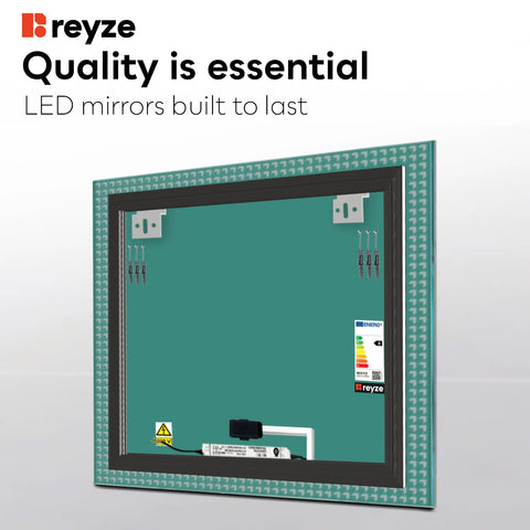 Square LED Mirror | Touch Button | Warm White Light - Reyze Official Series Model 6