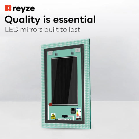 Vertical LED Mirror | Touch Buttons | Anti-Fog Function | Warm White Light - Reyze Official Series Model 6