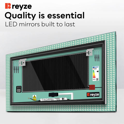 Horizontal LED Mirror | Touch Buttons | Anti-Fog Function | Warm White Light - Reyze Official Series Model 6