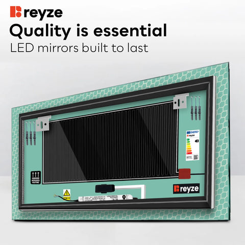 Horizontal LED Mirror | Touch Buttons | Anti-Fog Function | Warm White Light - Reyze Official Series Model 7
