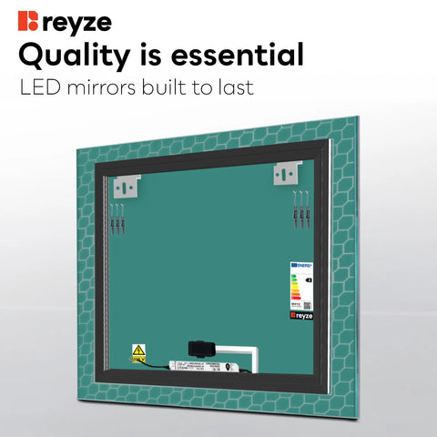 Square LED Mirror | Touch Button | Warm White Light - Reyze Official Series Model 7