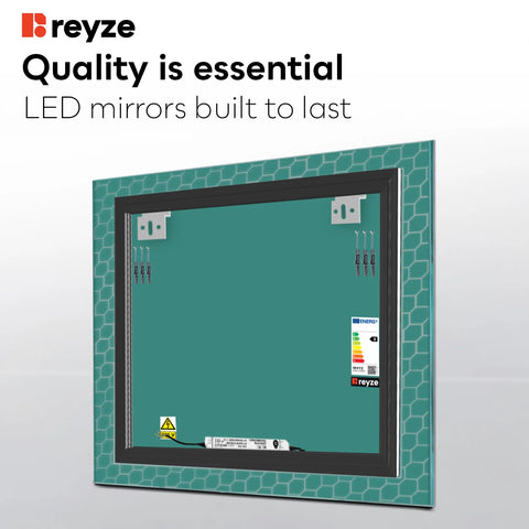 Square LED Mirror | Wall Switch Control | Neutral White Light - Reyze Official Series Model 7