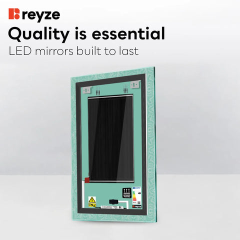 Vertical LED Mirror | Touch Buttons | Anti-Fog Function | Warm White Light - Reyze Official Series Model 8