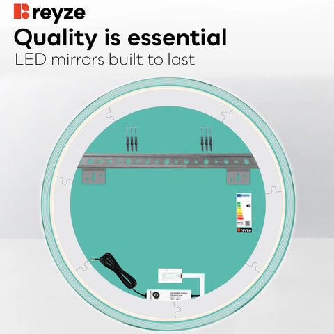 Round LED Mirror | Touch Button | Neutral White Light - Reyze Edge Series Model 1