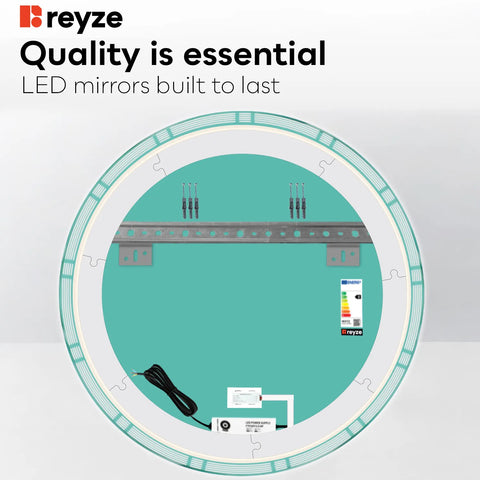 Round LED Mirror | Touch Button | Neutral White Light - Reyze Edge Series Model 3