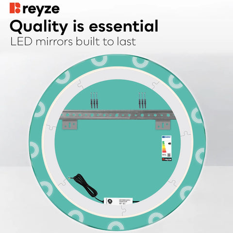 Round LED Mirror | Wall Switch Control | Warm White Light - Reyze Edge Series Model 4