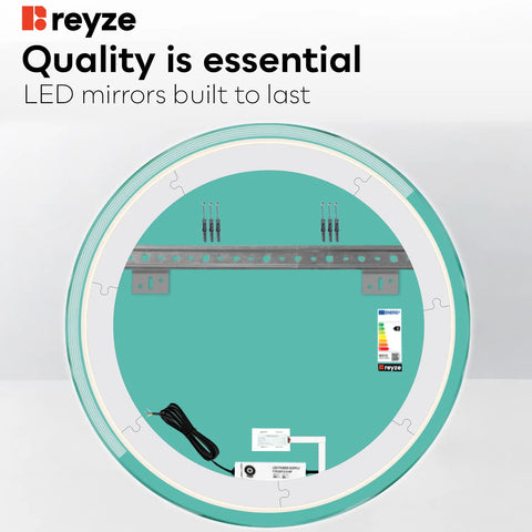 Round LED Mirror | Touch Button | Warm White Light - Reyze Edge Series Model 5