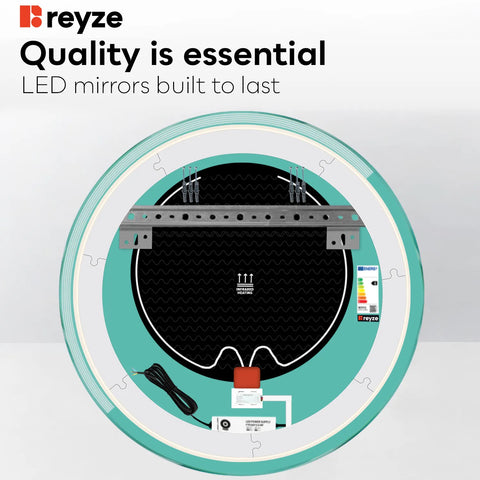 Round LED Mirror | Touch Buttons | Anti-Fog Function | Warm White Light - Reyze Edge Series Model 5