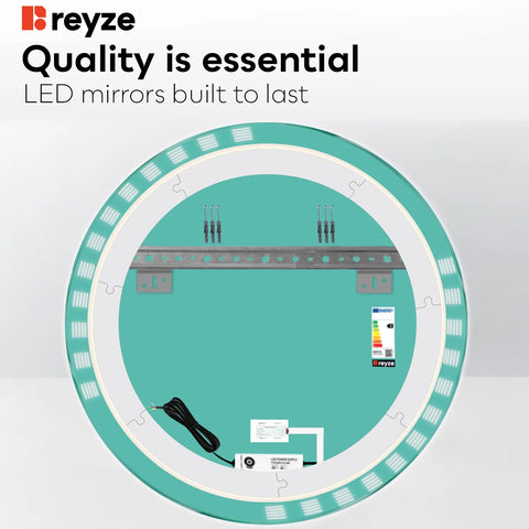 Round LED Mirror | Touch Button | Warm White Light - Reyze Edge Series Model 6