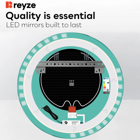 Round LED Mirror | Touch Buttons | Anti-Fog Function | Neutral White Light - Reyze Edge Series Model 6