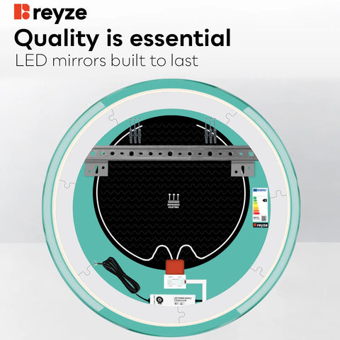 Round LED Mirror | Touch Buttons | Anti-Fog Function | Warm White Light - Reyze Edge Series Model 7