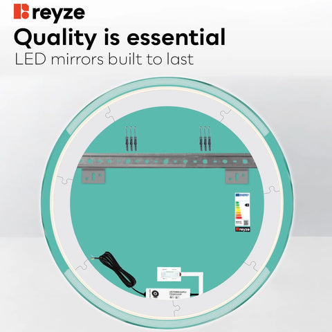 Round LED Mirror | Touch Button | Warm White Light - Reyze Edge Series Model 8
